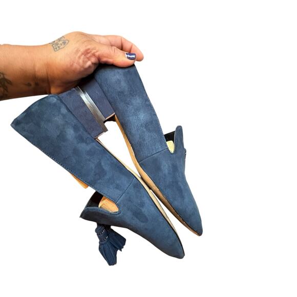 Karl Lagerfeld Paris Navy Blue Suede Tassel Loafers sz 9 - Picture 5 of 13